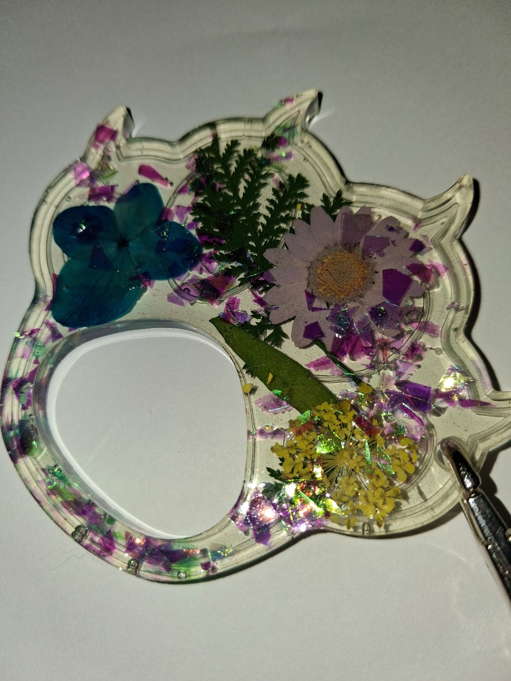 Natural Pressed Flower Pawprint Safety Keychain